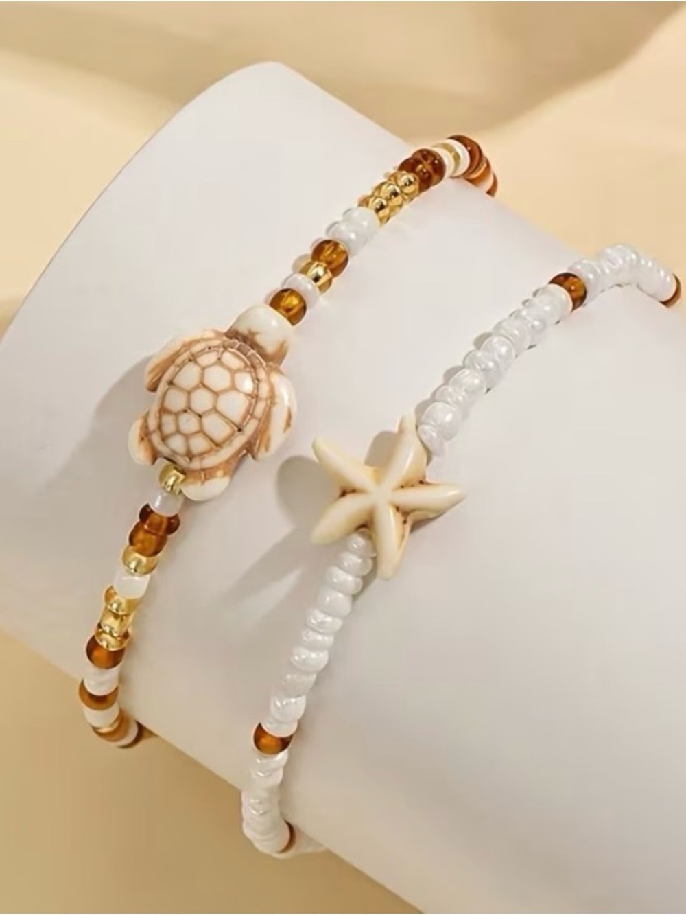 ✨3/$20 Starfish & Turtle Design Beaded Anklet Bracelet Set